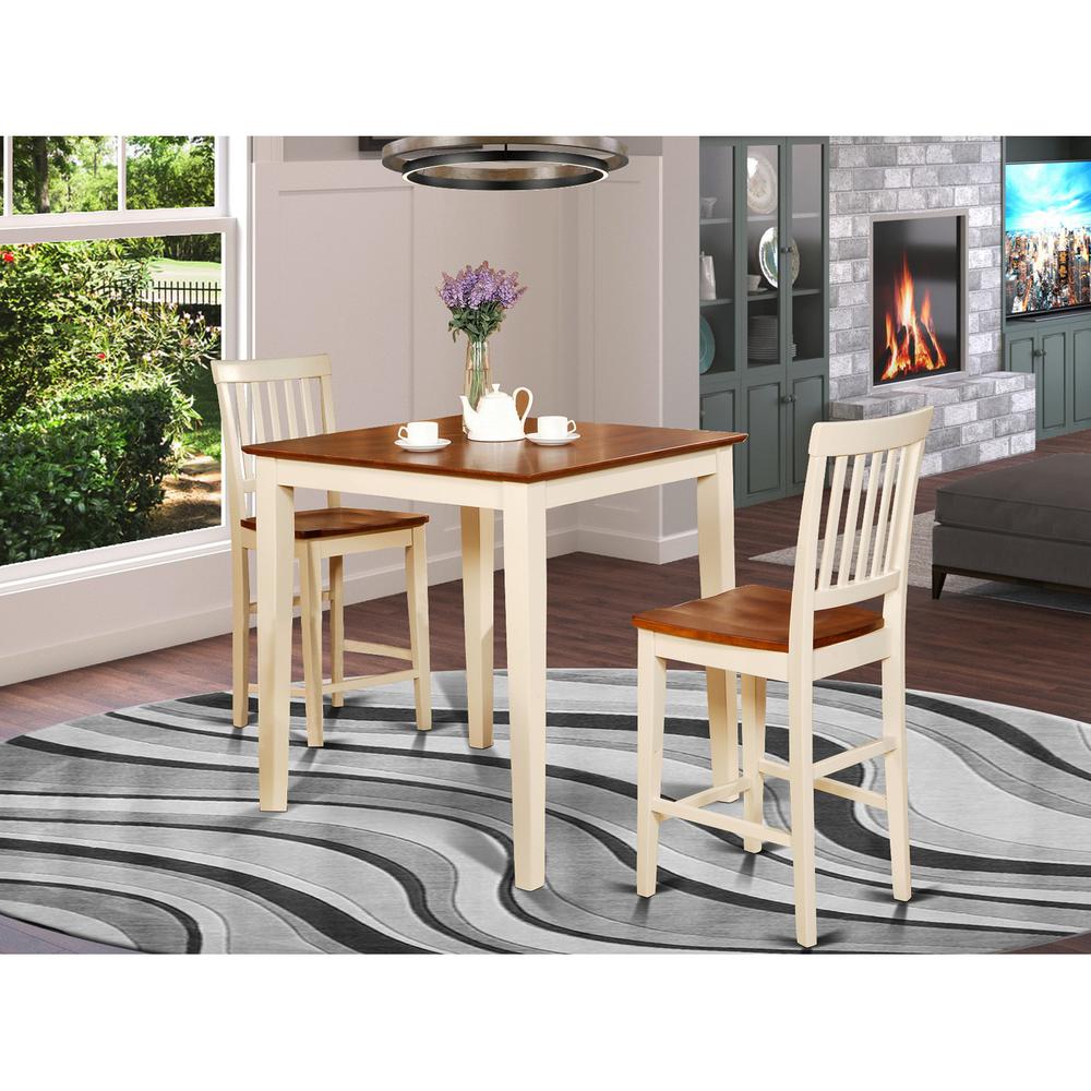  3 Pc Pub Table Set-Square Pub Table And 2 Counter Height Chairs By East West Furniture 