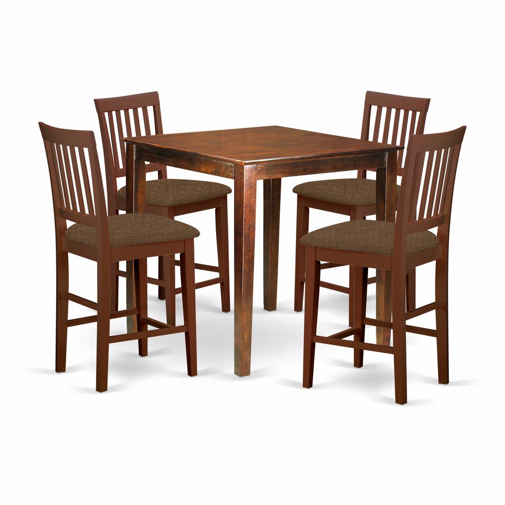  Vern5-Mah-C 5 Pc Counter Height Table Set-Square Counter Height Table And 4 Counter Height Chairs By East West Furniture 