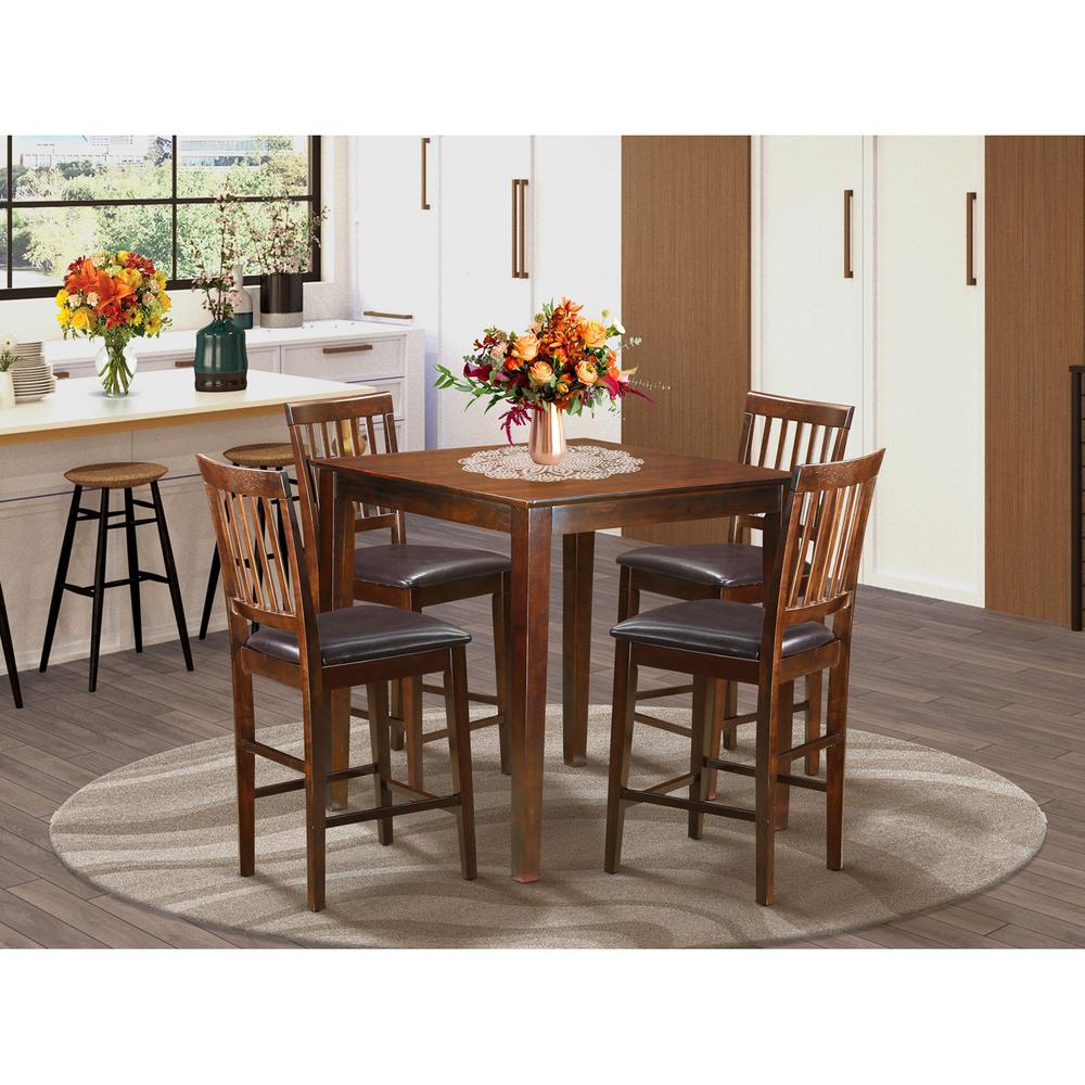  5 Pc Counter Height Table-Square Gathering Table And 4 Stools By East West Furniture 