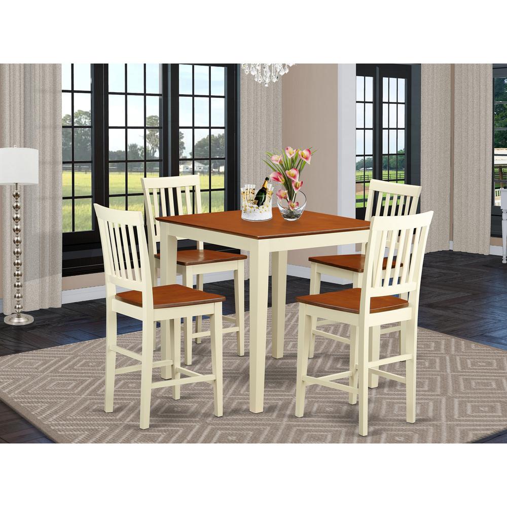  5 Pc Counter Height Table-Square Pub Table And 4 Kitchen Counter Chairs By East West Furniture 