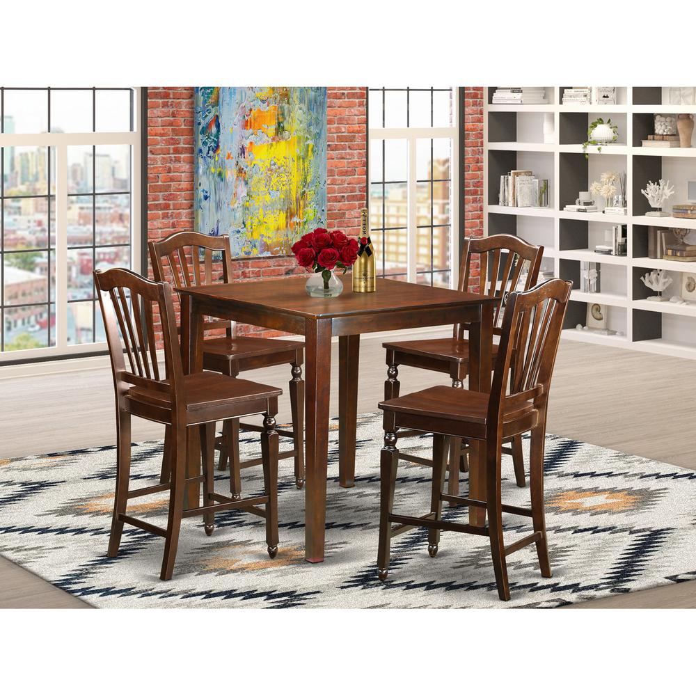  5 Pc Pub Table Set - Kitchen Dinette Table And 4 Kitchen Bar Stool. By East West Furniture 