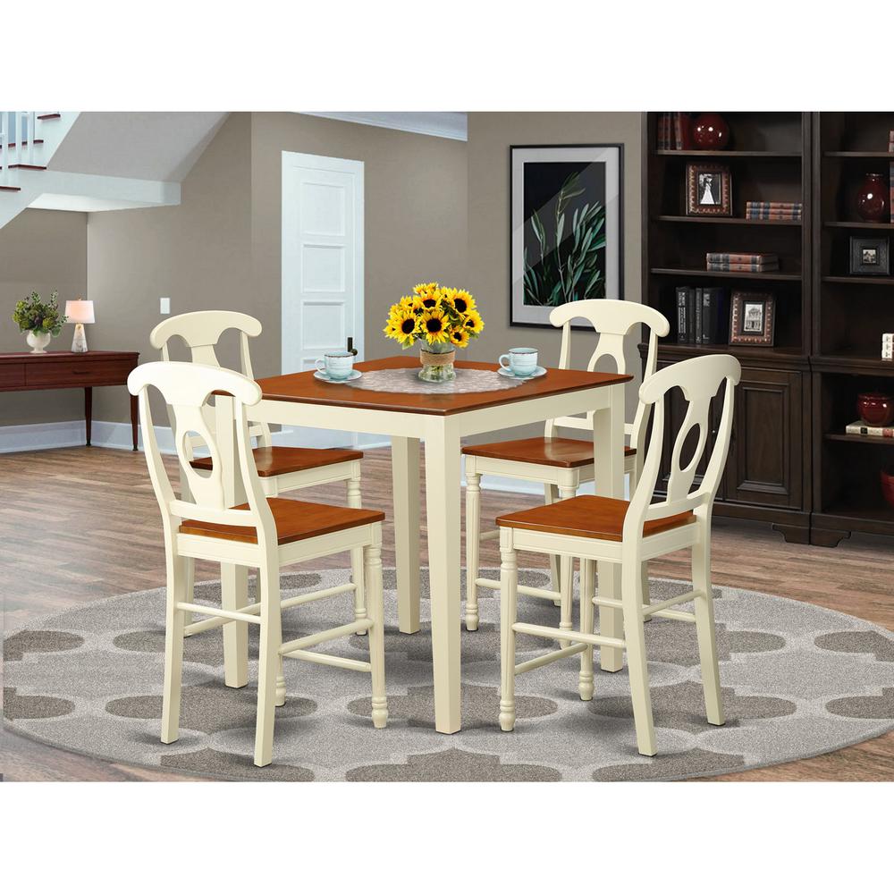  5 Pcpub Table Set - High Table And 4 Bar Stools. By East West Furniture 