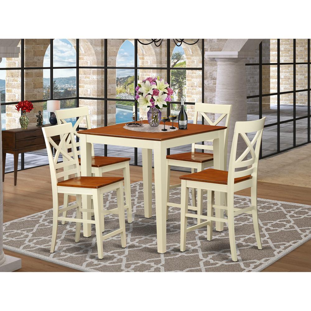  Pc Dining Counter Height Set - Dining Table And 4 Bar Stools. By East West Furniture 