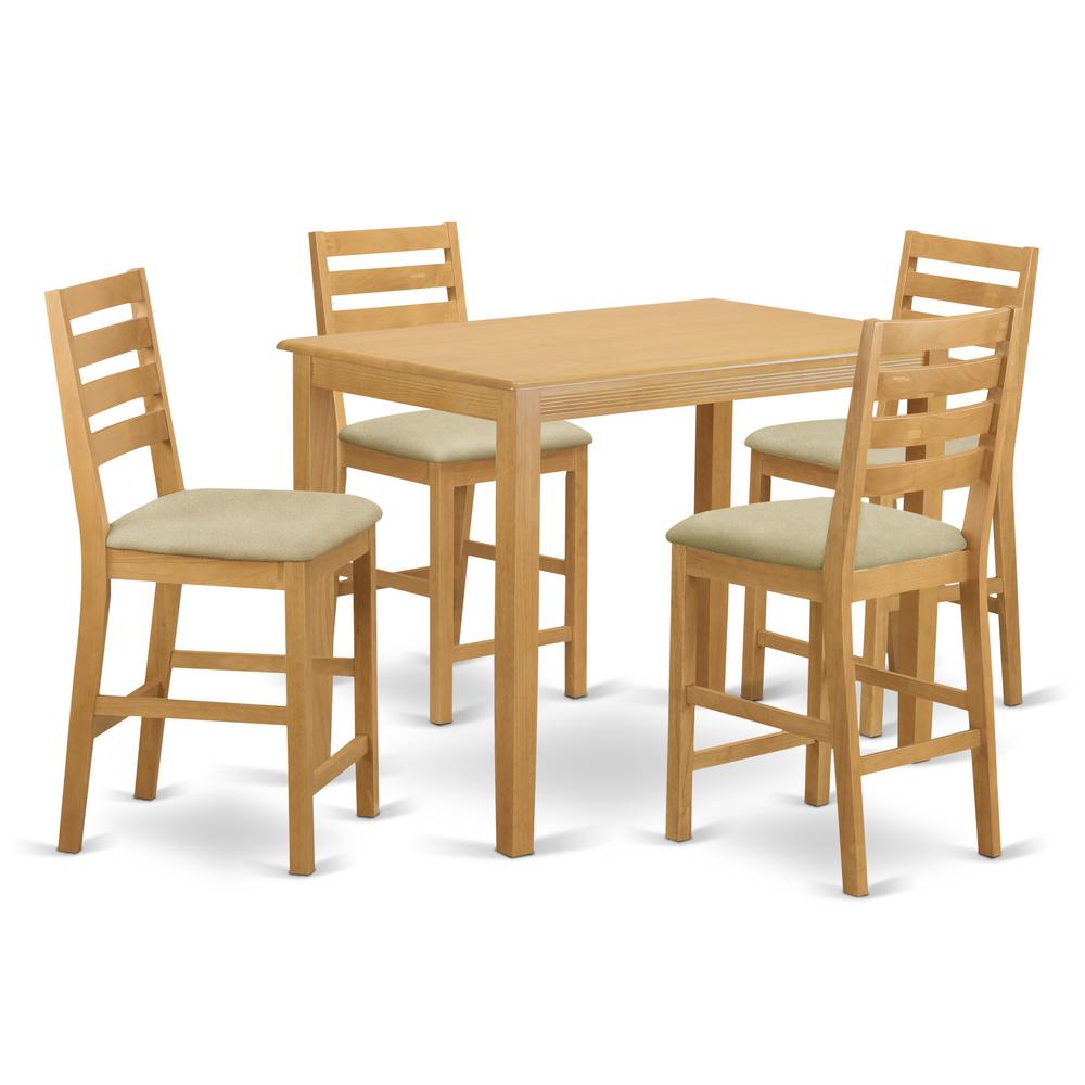  Yacf5-Oak-C 5 Pc Counter Height Pub Set - Counter Height Table And 4 Bar Stools. By East West Furniture 