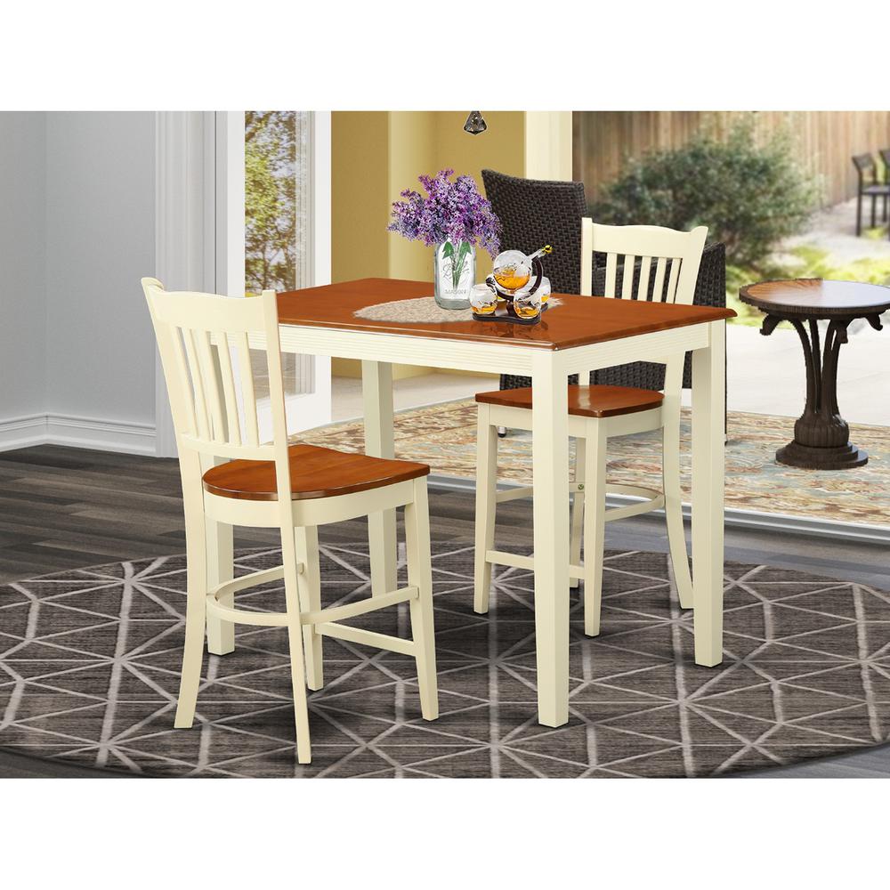  3 Pc Counter Height Pub Set - High Table And 2 Counter Height Chairs. By East West Furniture 