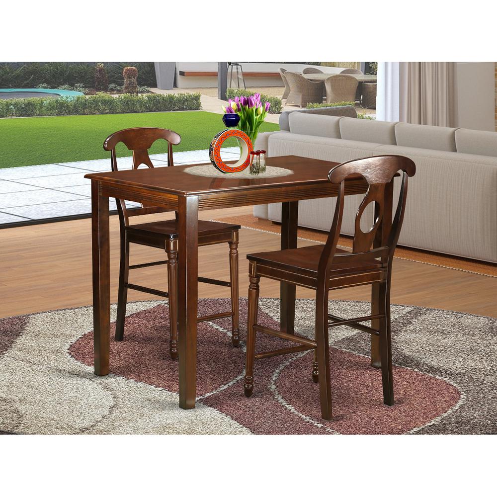  3 Pc Pub Table Set - High Table And 2 Dinette Chairs. By East West Furniture 