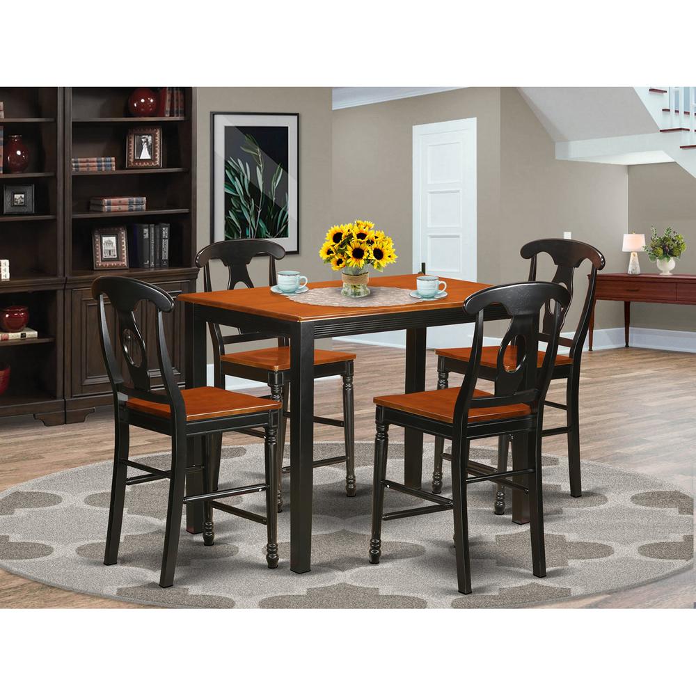  5 Pc Counter Height Table And Chair Set - High Top Table And 4 Bar Stools With Backs. By East West Furniture 