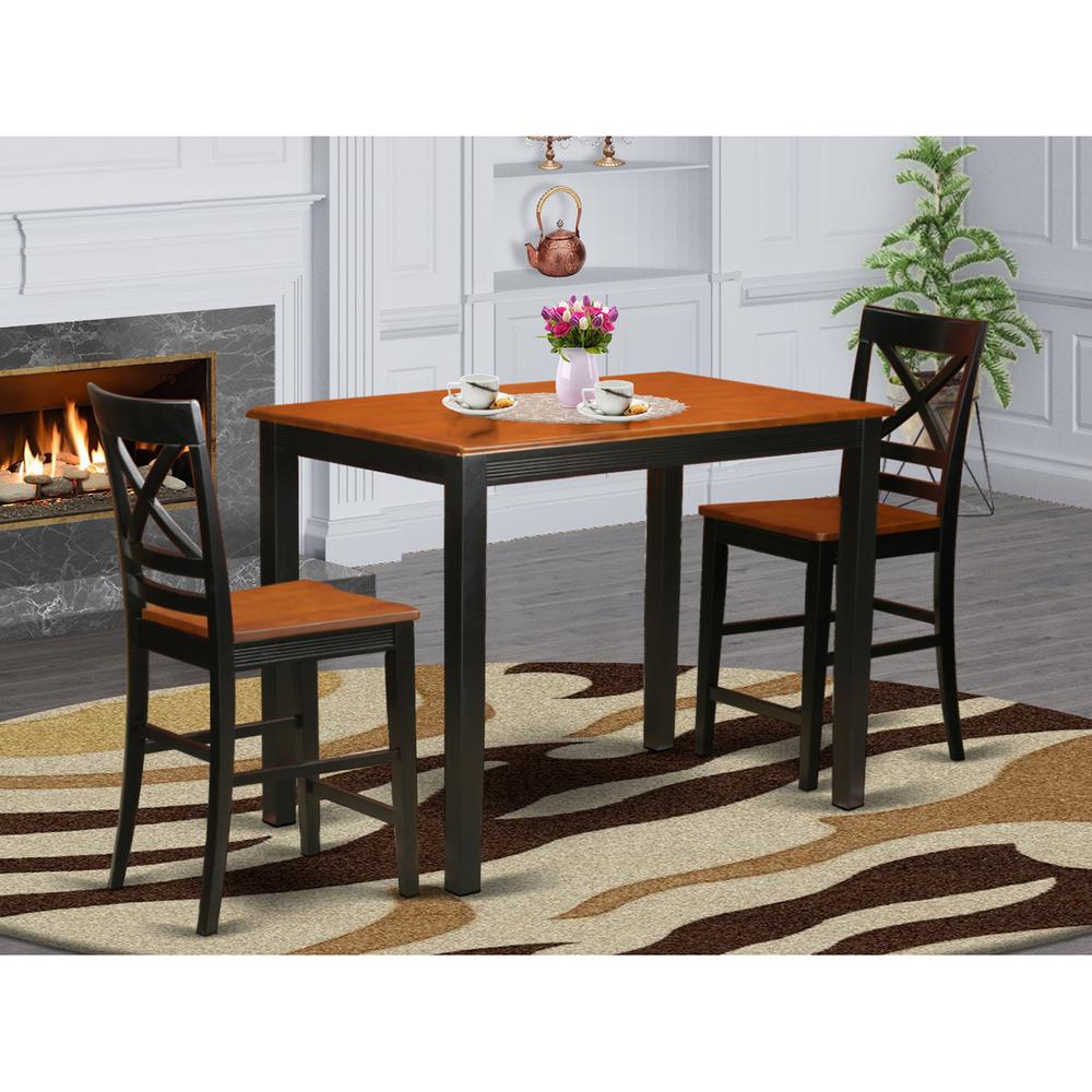  3 Pc Counter Height Pub Set - High Table And 2 Counter Height Dining Chair. By East West Furniture 