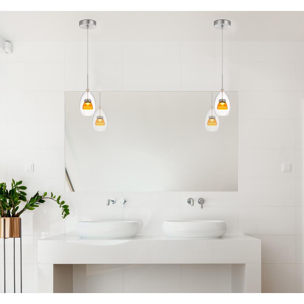  Integrated Dimmable Led Double Glass Mini Pendant Light. 6W, 450 Lumen, 3000K, Clear Yellow By Cal Lighting 