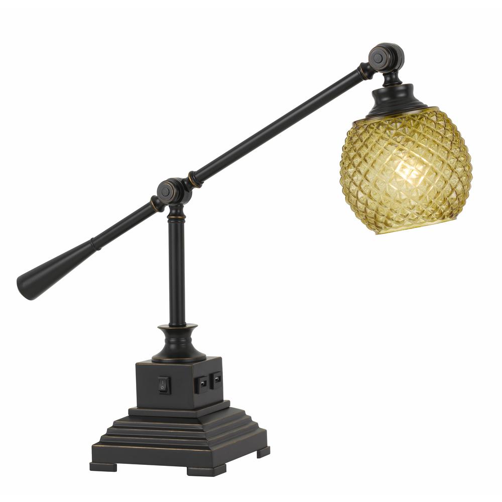  21" Height Metal Desk Lamp With Usb In Dark Bronze Finish By Cal Lighting 