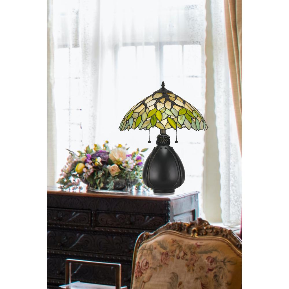  60W X 2 Tiffany Table Lamp 19.25" Height Resin Table Lamp In Tiffany Finish By Cal Lighting 