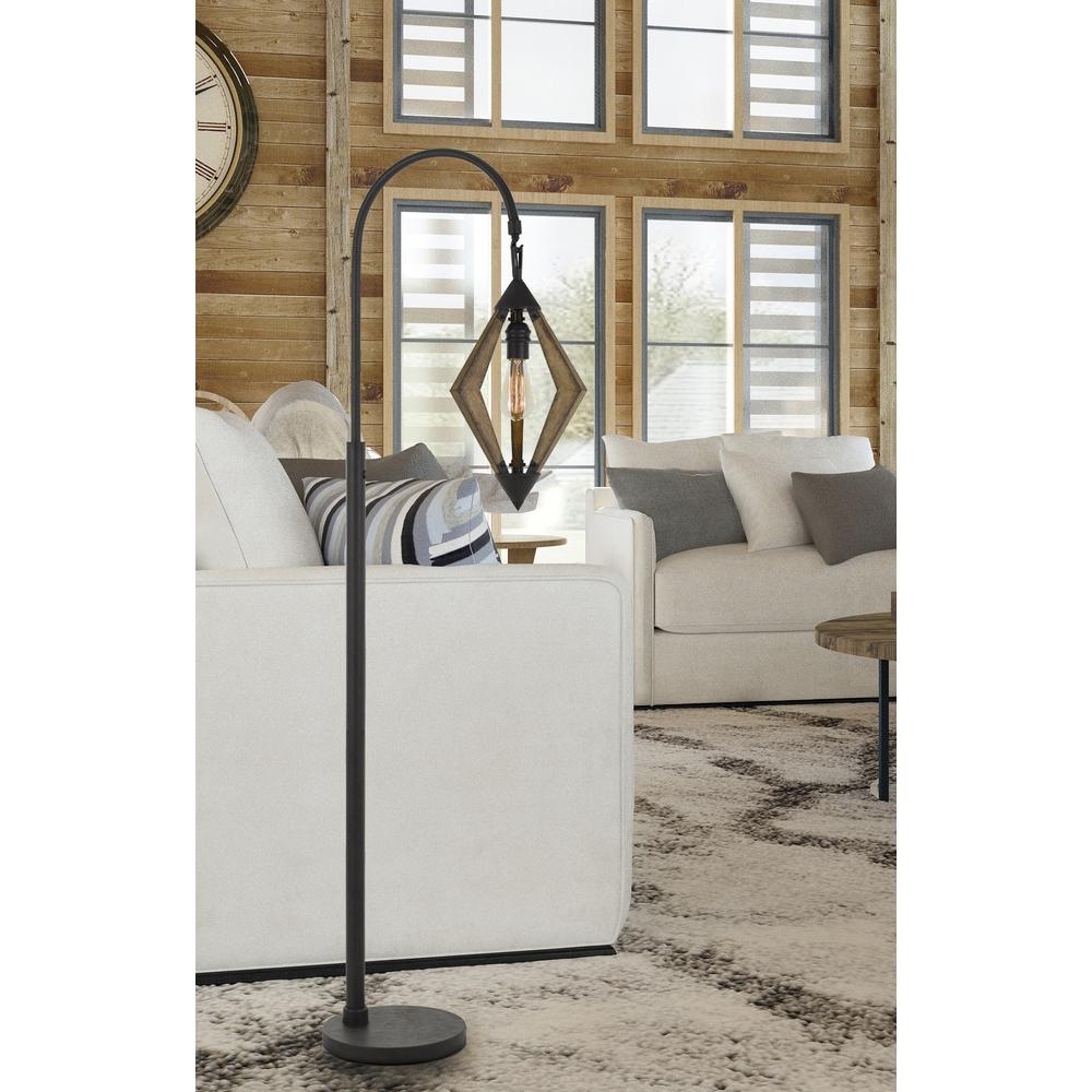  Valence 60W Metal/Pine Wood Down Bridge Floor Lamp (Edison Bulb Included) By Cal Lighting 