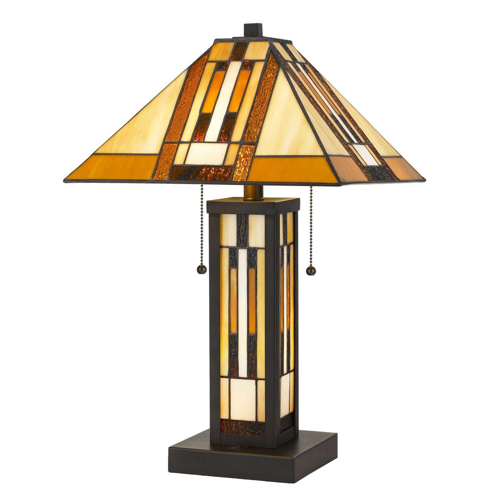  Tiffany Table Lamp W/7W Night Light By Cal Lighting 