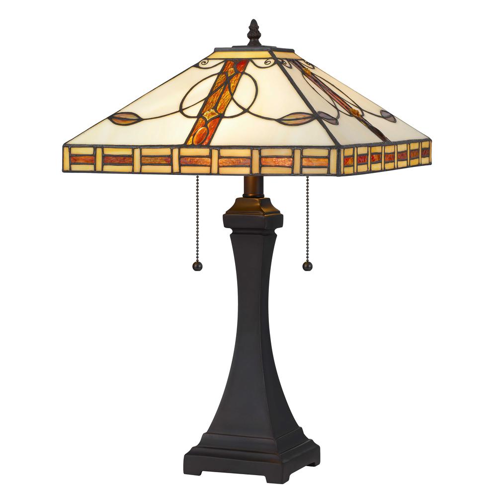  Tiffany Table Lamp 22.25" Height Tiffany Table Lamp In Dark Bronze Finish By Cal Lighting 