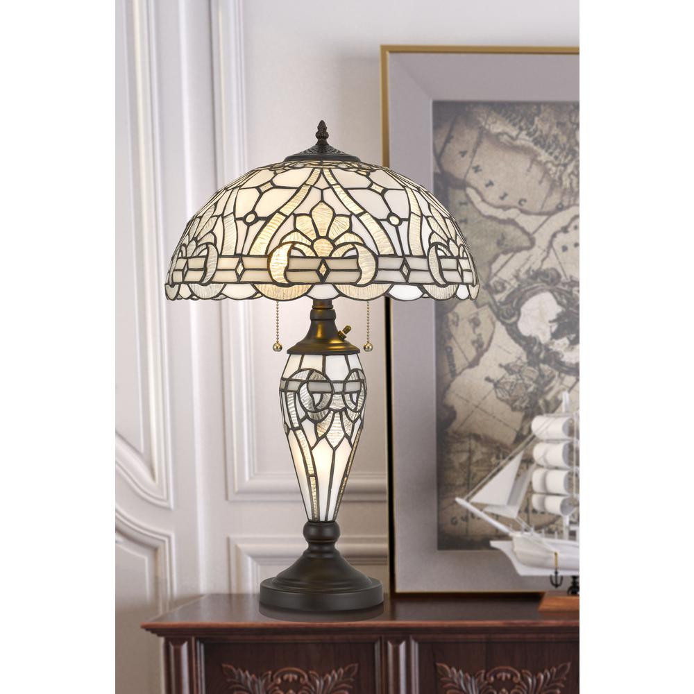  60W X 2 Tiffany Table Lamp With 7W Night Light, Bo2943Tb By Cal Lighting 