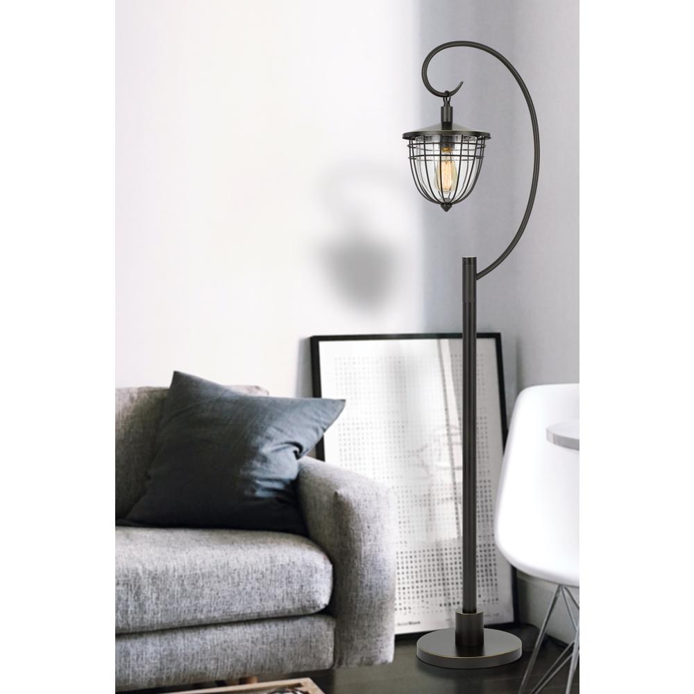  60W Alma Metal/Glass Downbridge Lantern Style Floor Lamp (Edison Bulb Included), Dark Bronze By Cal Lighting 