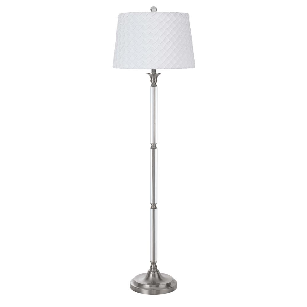  150W 3 Way Ruston Crystal/Metal Floor Lamp With Pleated Hardback Shade By Cal Lighting 