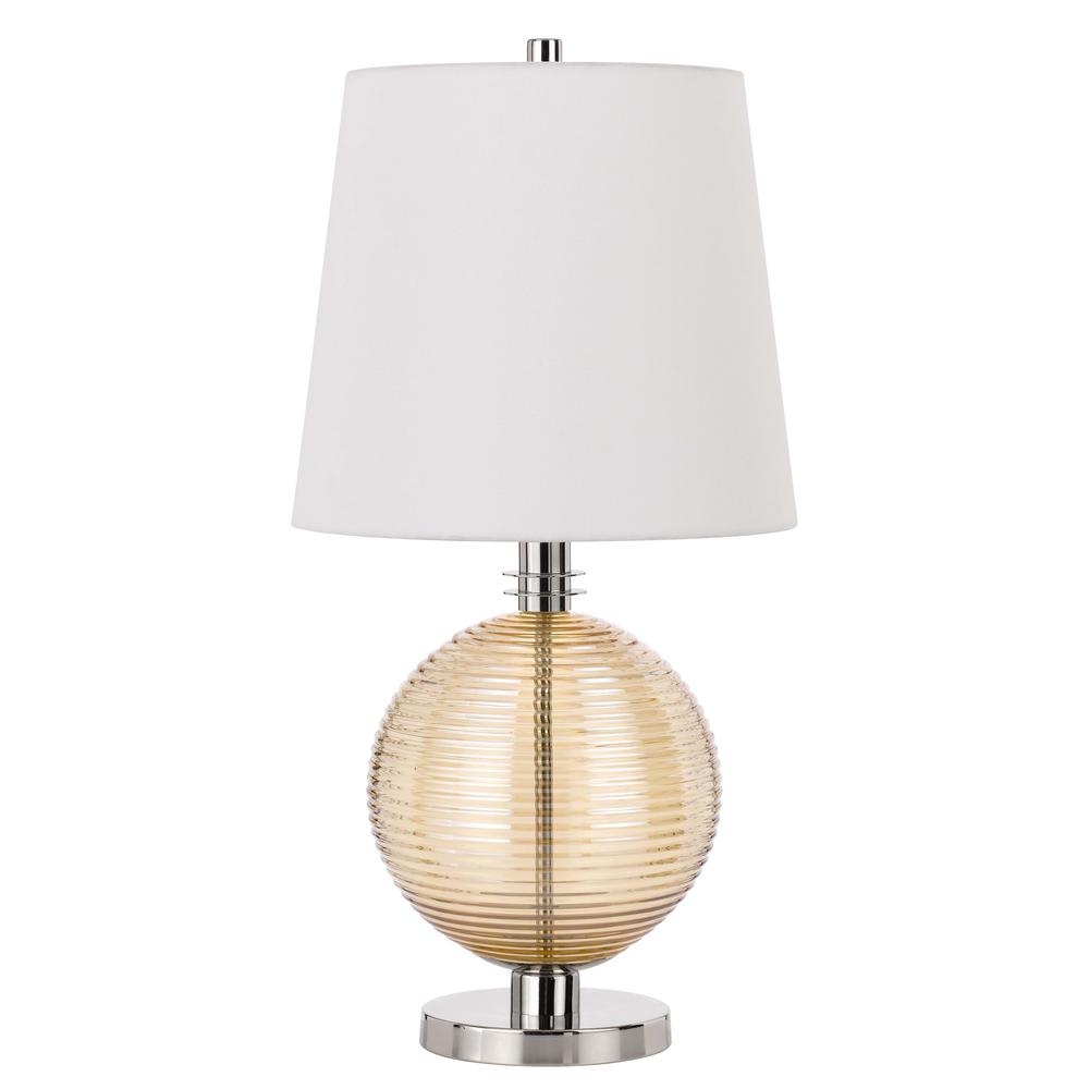  150W 3 Way Salisbury Glass Table Lamp With Hardback Fabric Shade By Cal Lighting 