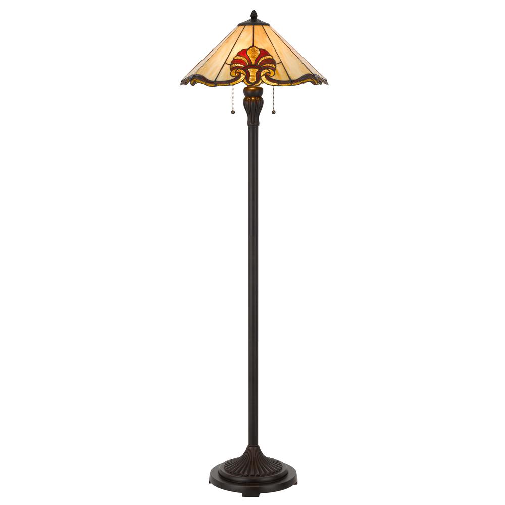  60 W X 2 Tiffany Table Lamp With Pull Chain Switch With Metal And Resin Lamp Body By Cal Lighting 