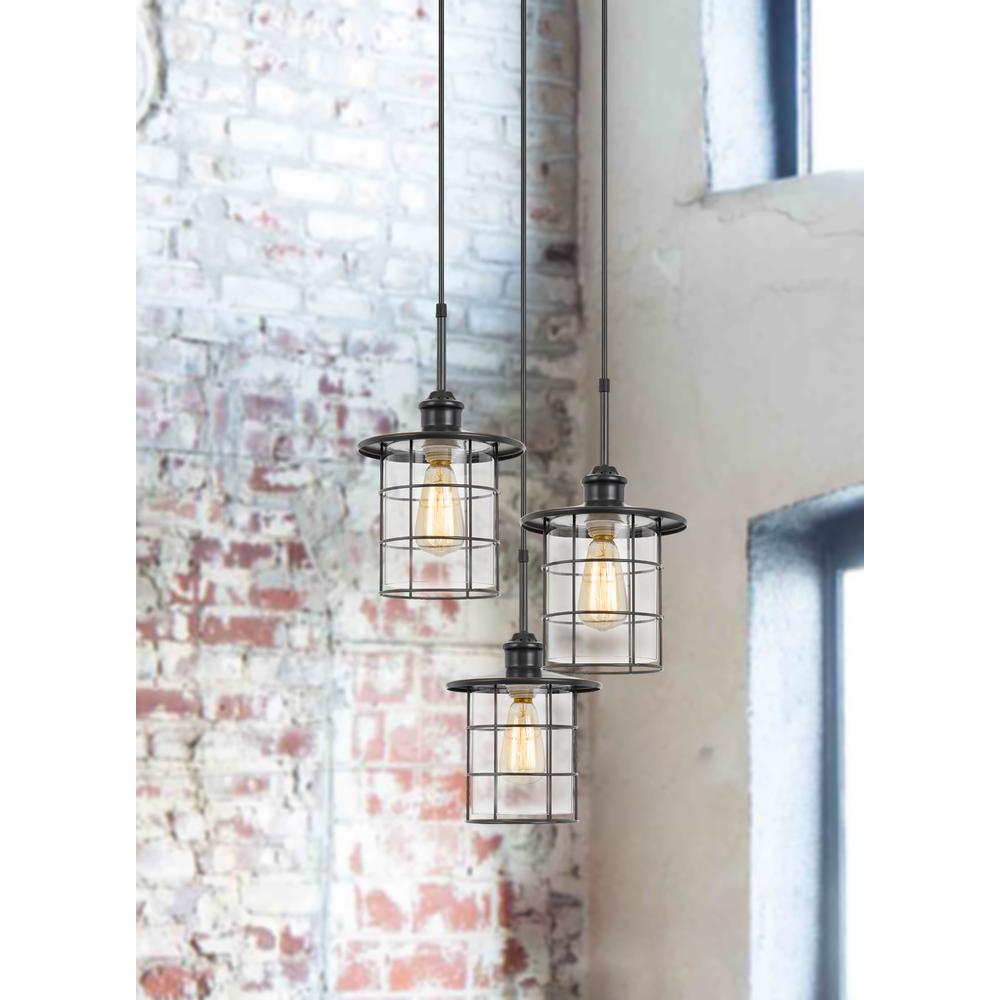  60W X 3 Silverton Metal/Glass Pendant Fixture (Edison Bulbs Not Included), Dark Bronze By Cal Lighting 