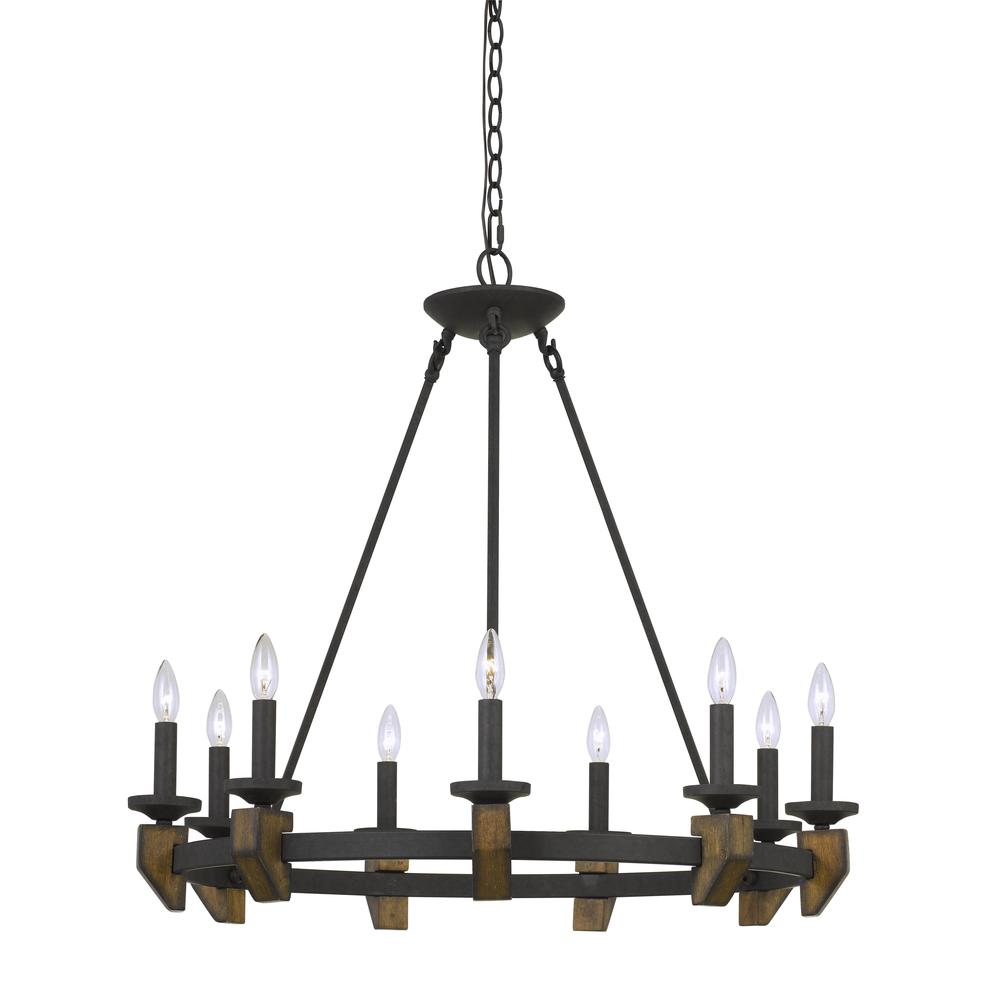  60W X 9 Cruz Metal/Wood Chandelier By Cal Lighting 