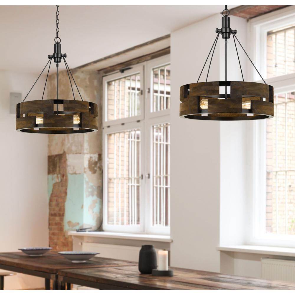  60W X 3 Bradford Metal And Wood Chandelier (Edison Bulbs Not Included) By Cal Lighting 