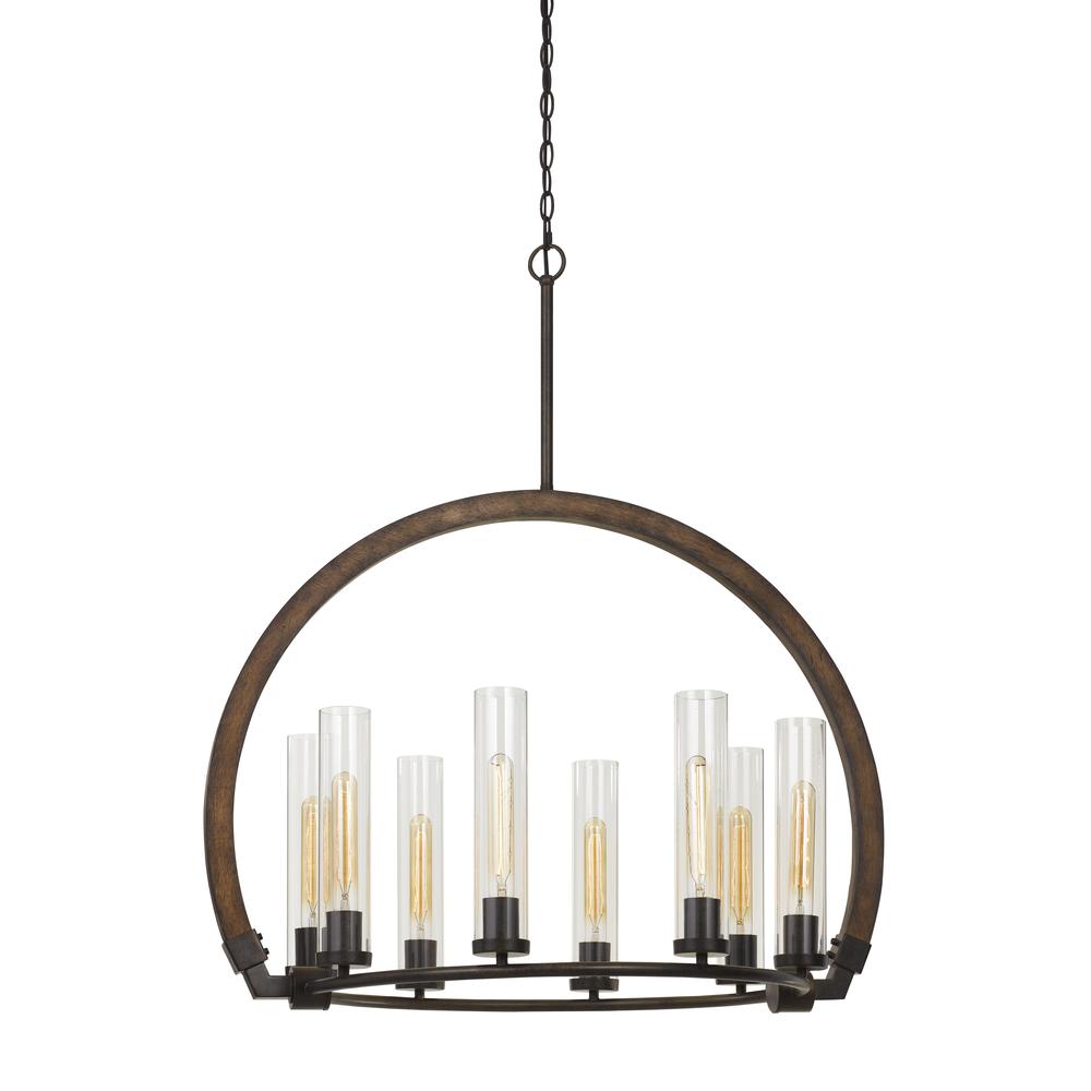  60W X 8 Sulmona Wood/Metal Chandelier With Glass Shade (Edison Bulbs Not Included) By Cal Lighting 