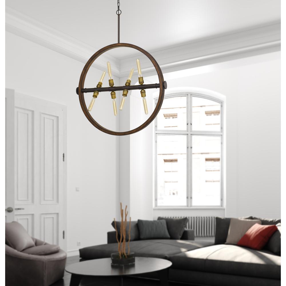  60W X 8 Teramo Wood/Metal Chandelier With Glass Shade (Edison Bulbs Not Included) By Cal Lighting 