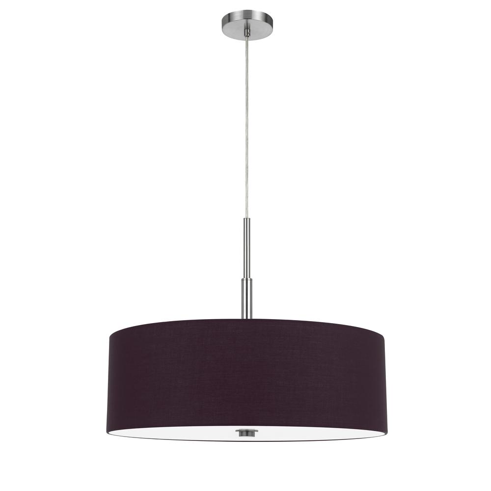  60W X 4 Lonoke Pendant Fixture With Hardback Drum Shade, Plum By Cal Lighting 