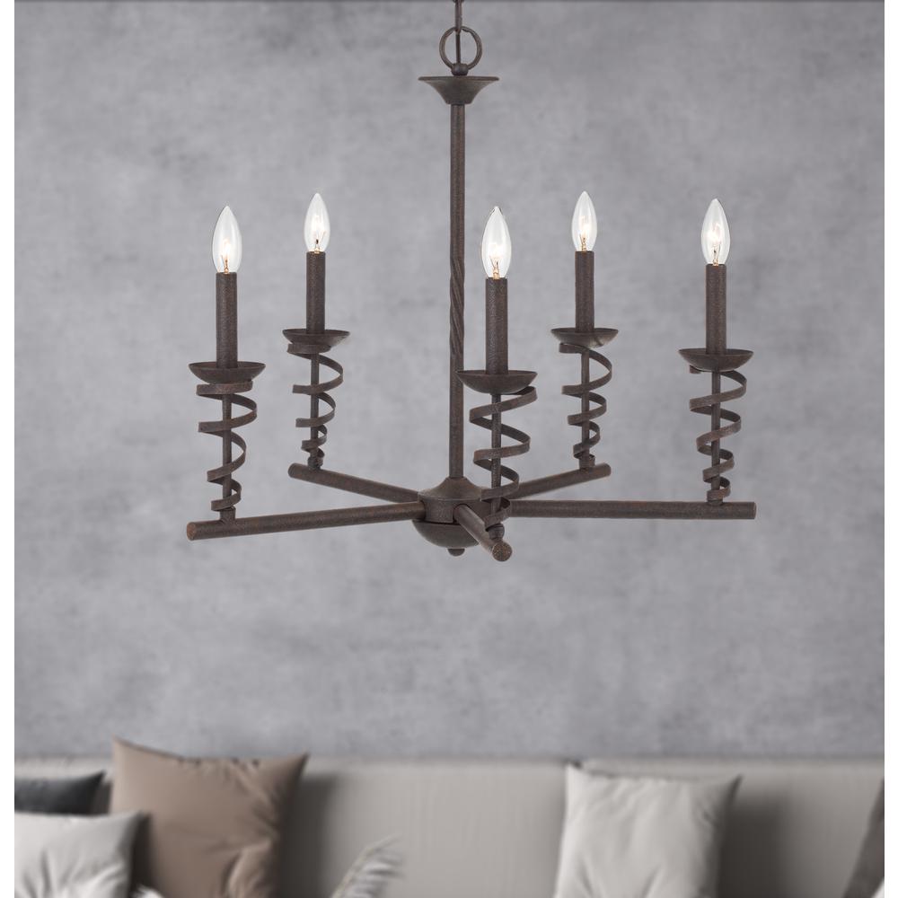  60W X 5 Forbach Metal Chandelier (Edison Bulbs Are Included), Texture Black By Cal Lighting 