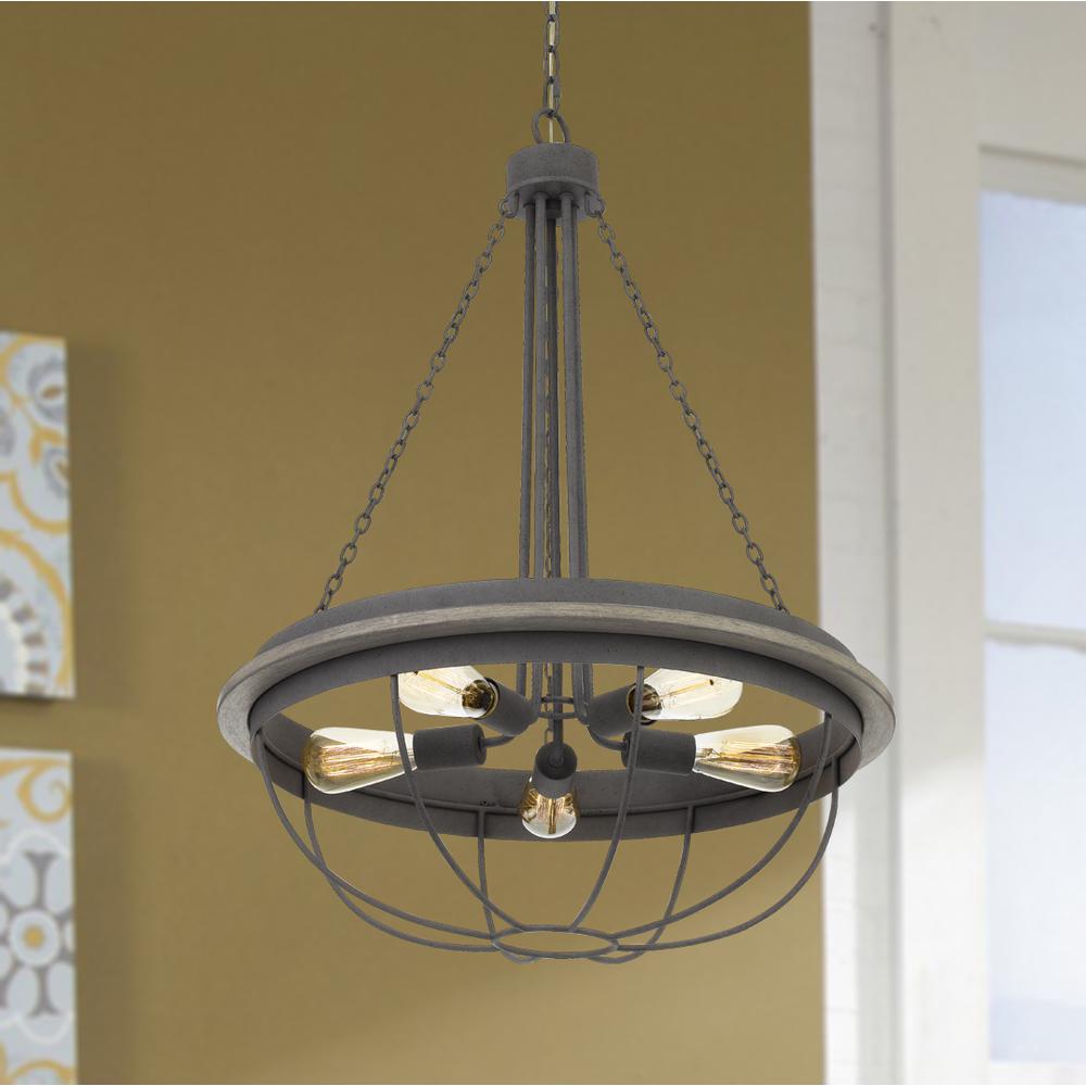  60W X 5 Nixa Metal Chandelier (Edison Bulbs Not Included), Dove Grey By Cal Lighting 