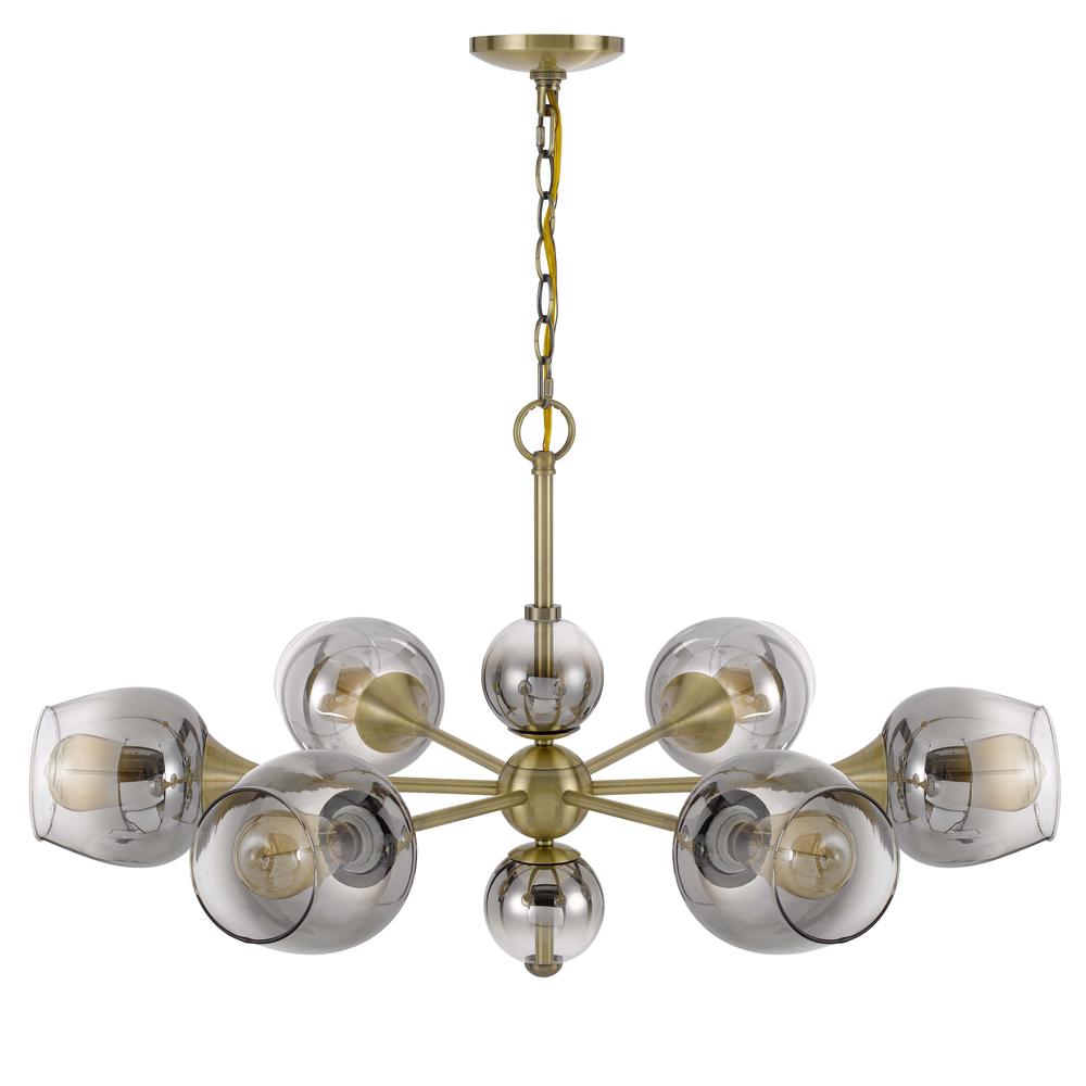  60W X 6 Pendleton Metal Chandelier With Electoral Plated Smoked Glass Shades By Cal Lighting 