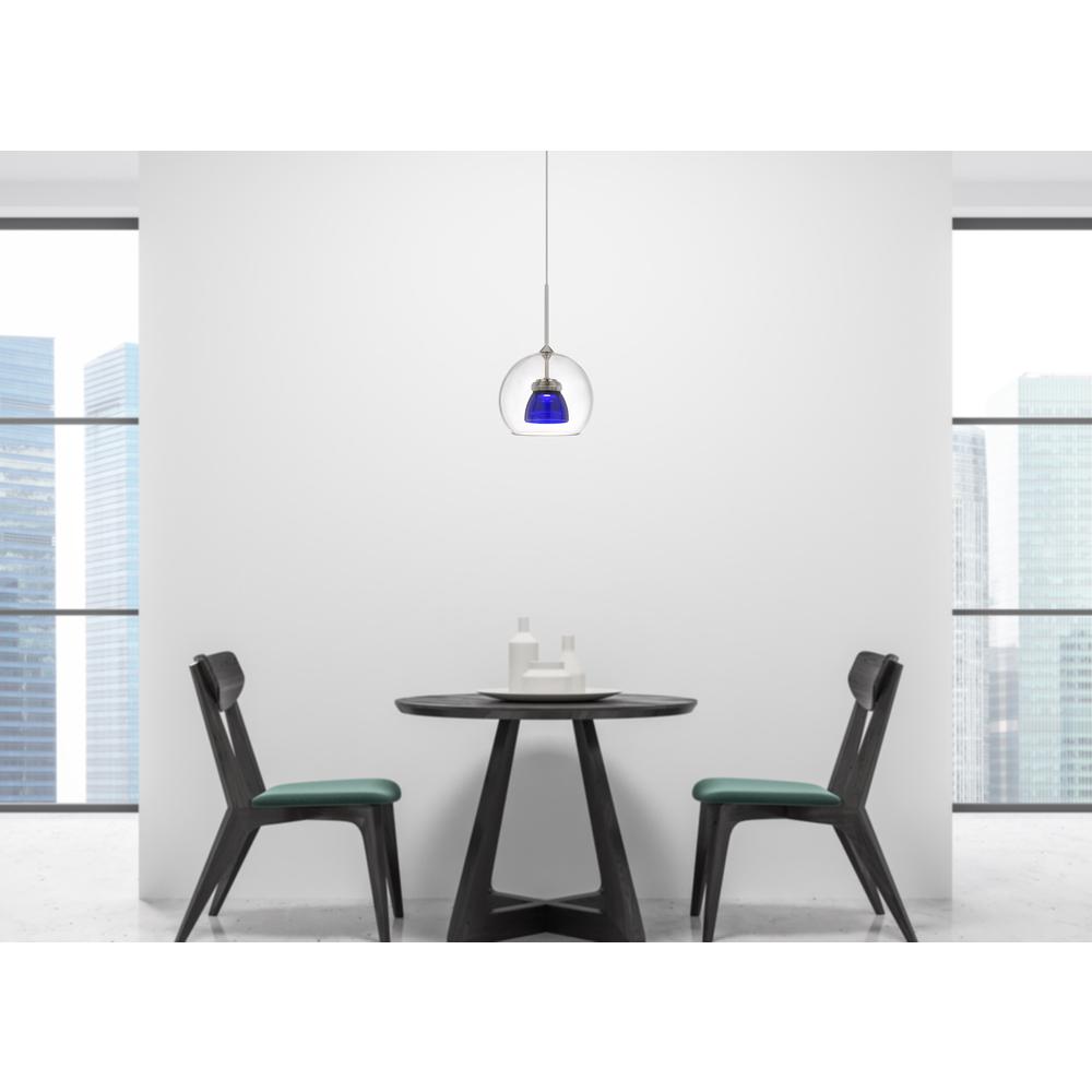  Integrated Dimmable Led Double Glass Mini Pendant Light. 6W, 450 Lumen, 3000K In Clear Blue By Cal Lighting 