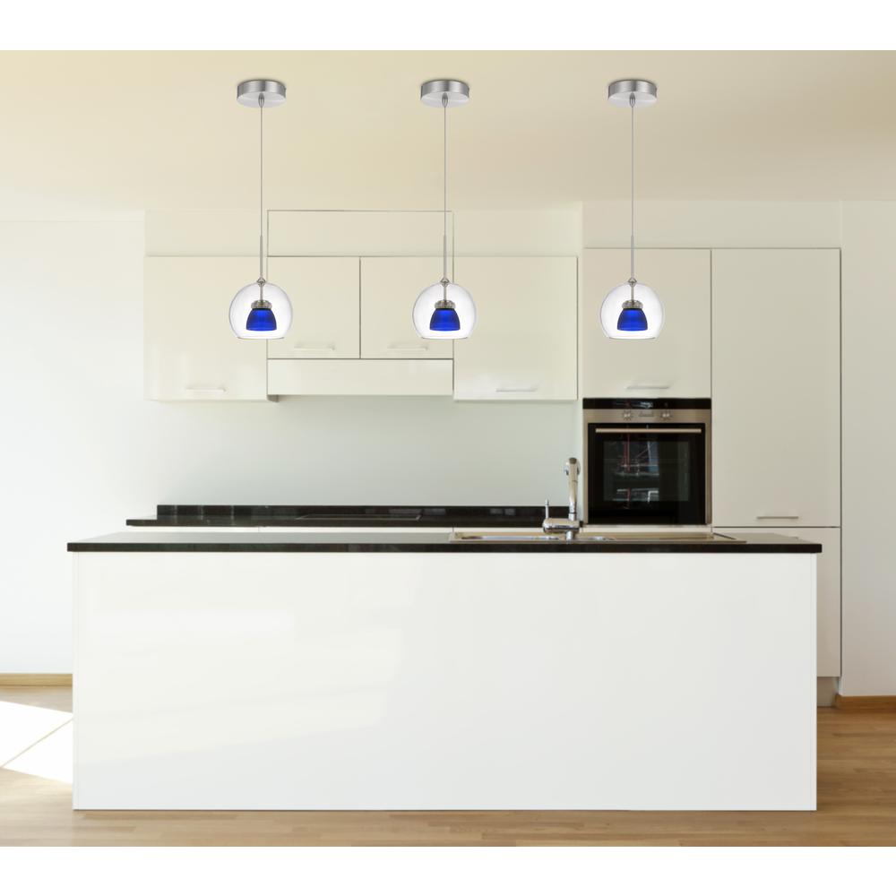  Integrated Dimmable Led Double Glass Mini Pendant Light. 6W, 450 Lumen, 3000K In Frosted Blue By Cal Lighting 