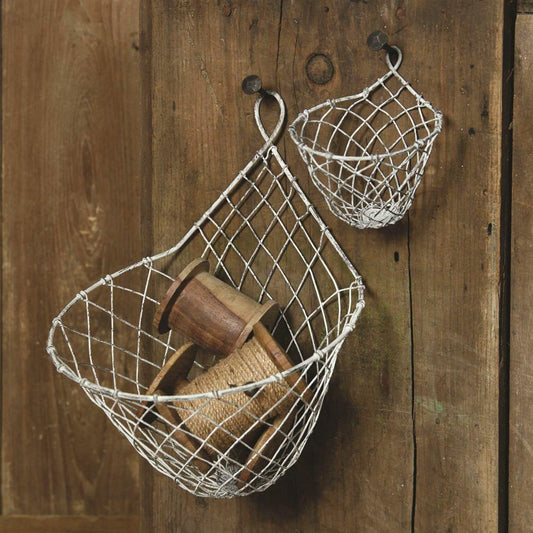 HomArt Otis Wire Wall Basket - Zinc Whitewash - Set of 6 | Modishstore | Bins, Baskets & Buckets