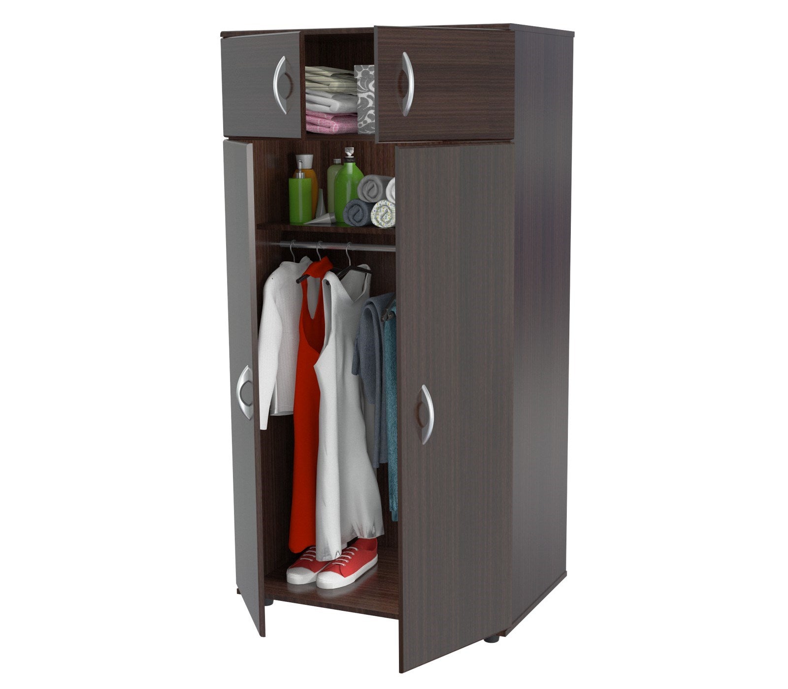  Espresso Finish Wood Wardrobe With Four Doors By Homeroots 