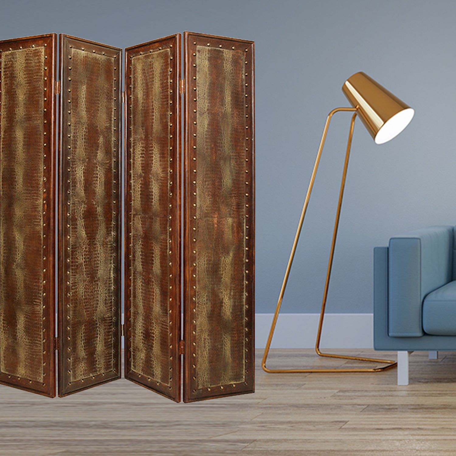  Brown Faux leather Reptillian Screen By Homeroots 