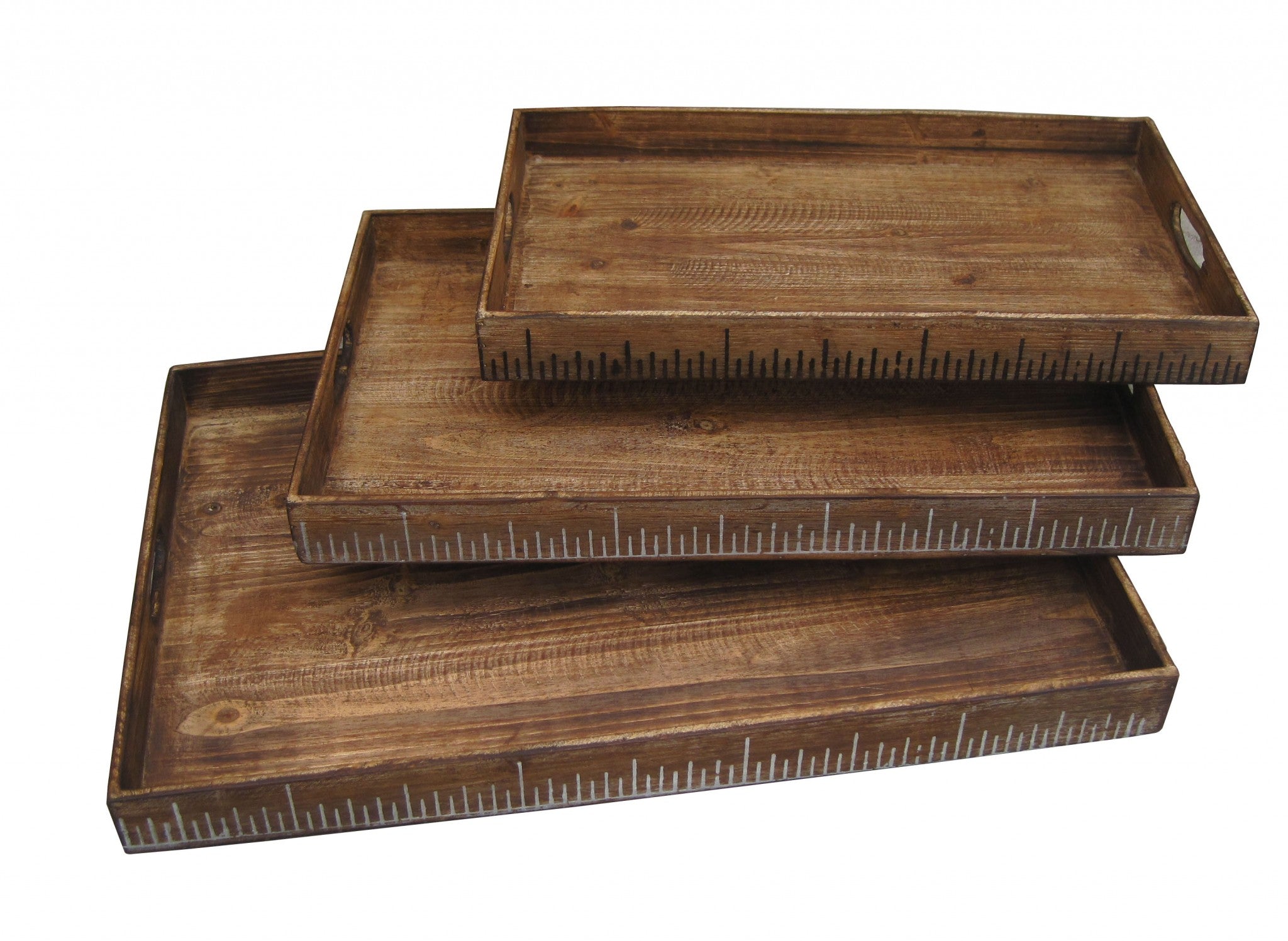  Brown Wood Tray Set By Homeroots - 274824 