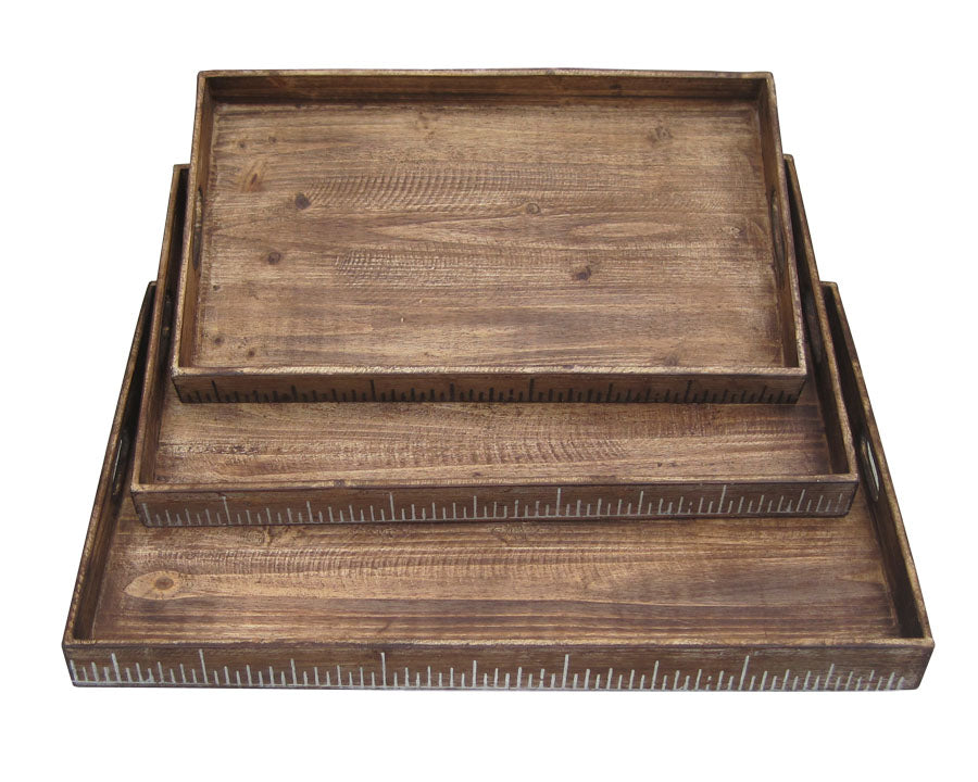  Brown Wood Tray Set By Homeroots - 274825 