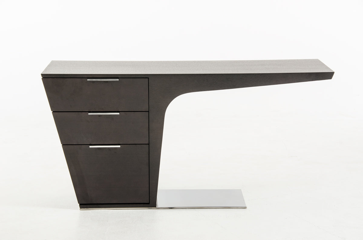  30 Wenge Veneer and Steel Office Desk By Homeroots 