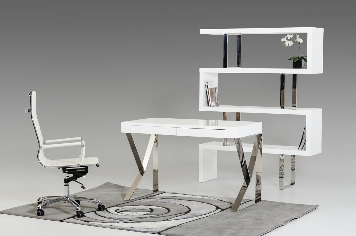  30 White Veneer and Steel Office Desk By Homeroots 