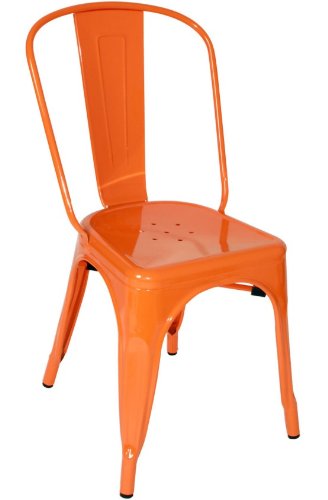  Four 33' Orange Steel Side Chairs By Homeroots 