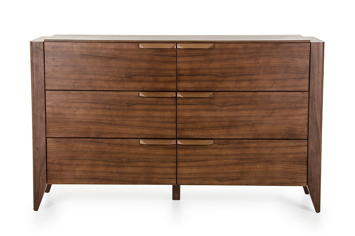  38' Tobacco Veneer And Mdf Dresser With 6 Drawers By Homeroots 