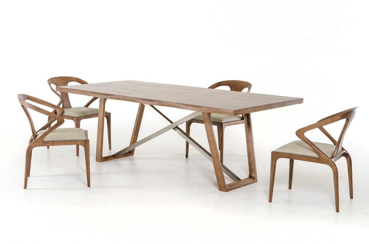  39' Walnut Veneer And Metal Dining Table By Homeroots 