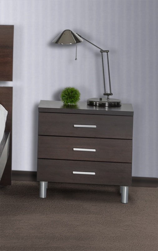  21' Wenge Veneer Mdf And Steel Nightstand By Homeroots 