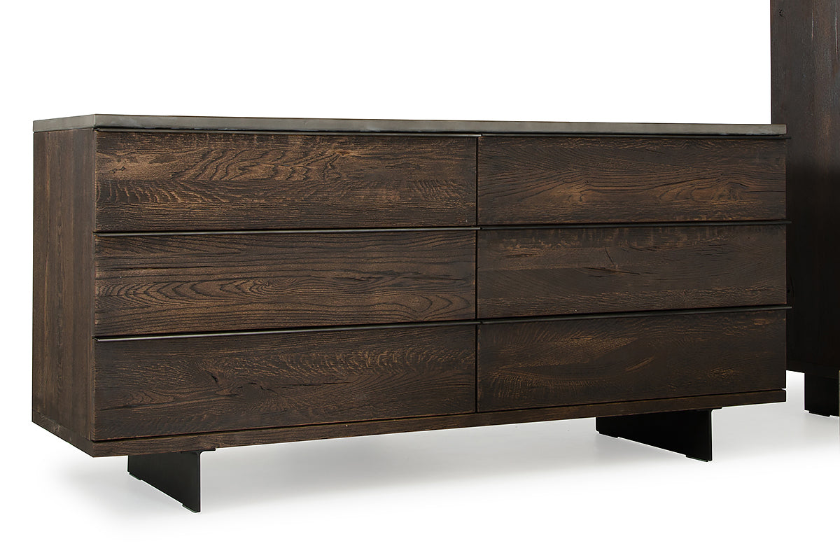  30' Dark Aged Oak Wood And Metal Dresser By Homeroots 