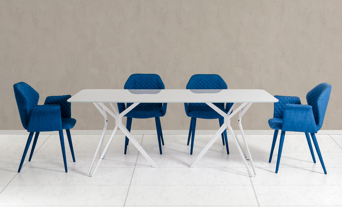  30" White Glass And Metal Dining Table By Homeroots 