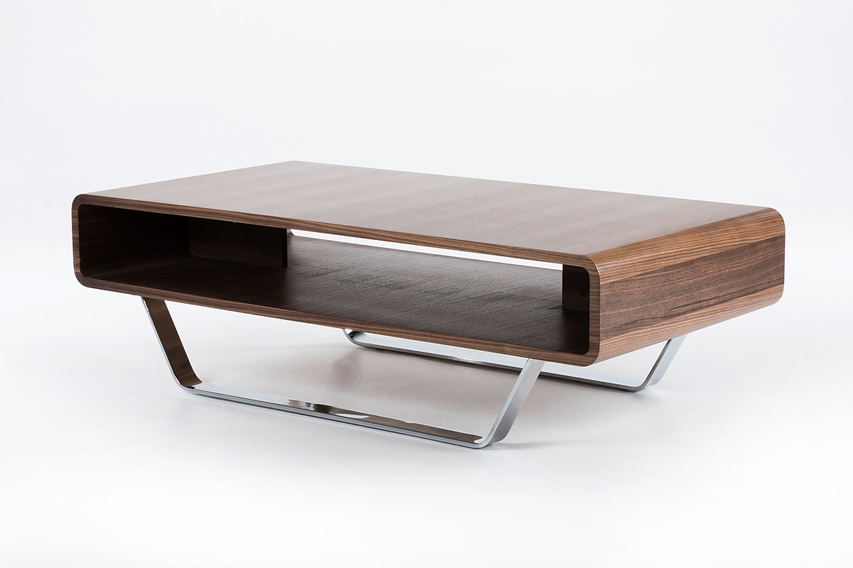  14' Walnut Veneer and Steel Coffee Table By Homeroots 