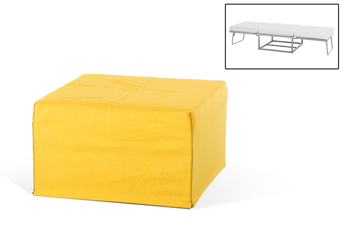  17' Yellow Fabric and Steel Ottoman Sofa Bed By Homeroots 