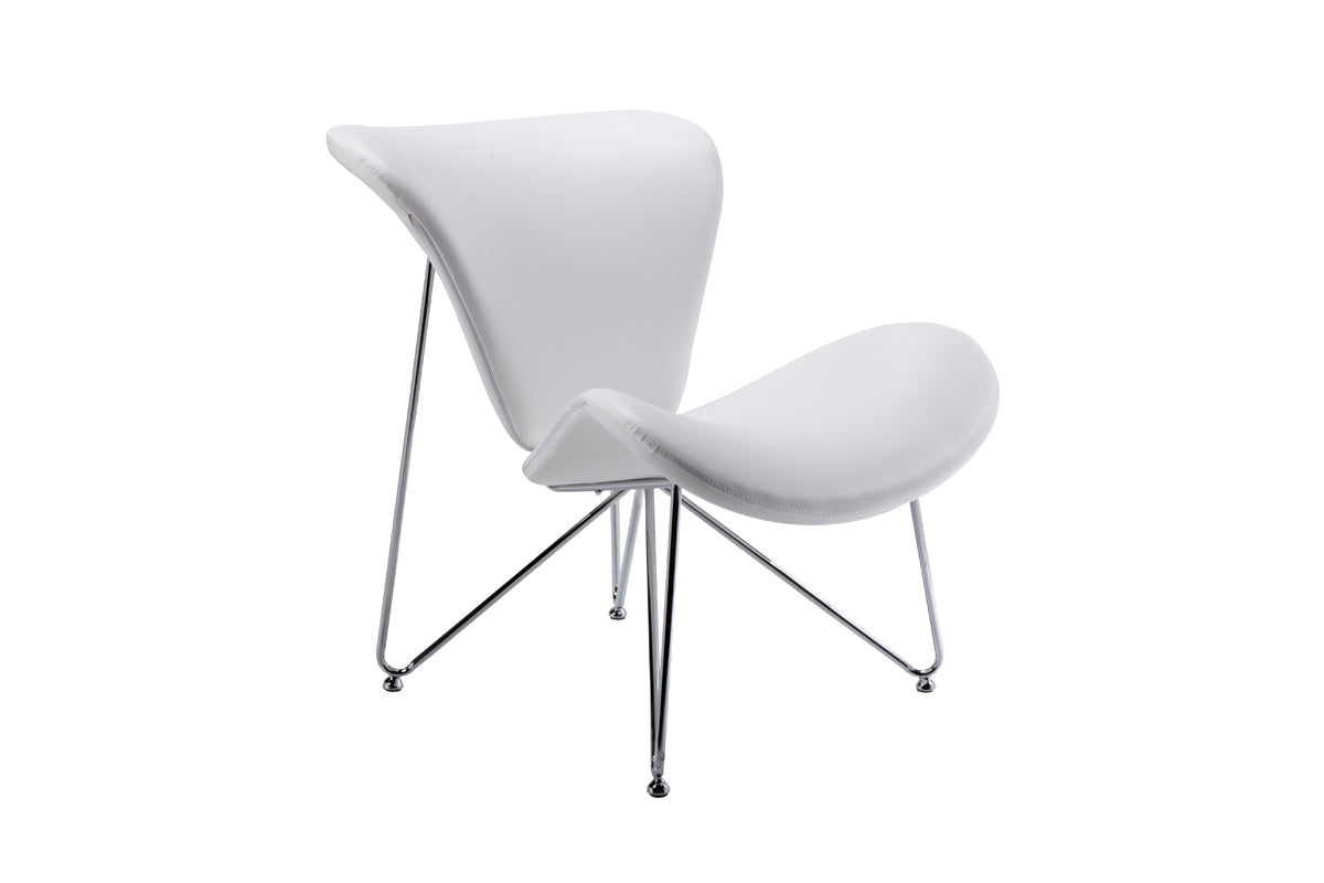  34' White Fabric Polyester and Metal Accent Chair By Homeroots 